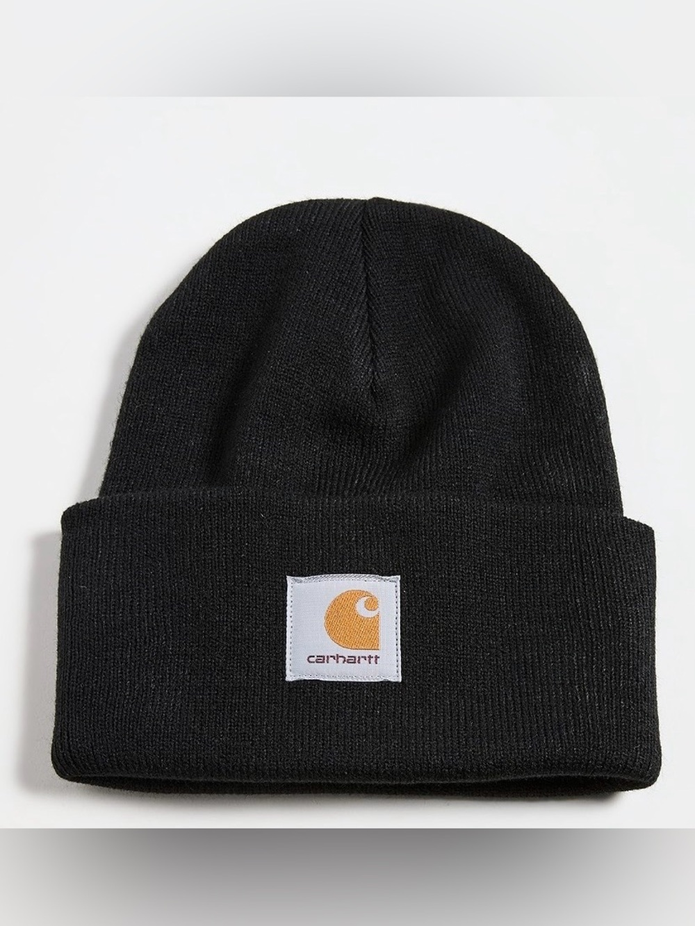 Carhartt Black Cuffed Beanie with Gold Logo Patch